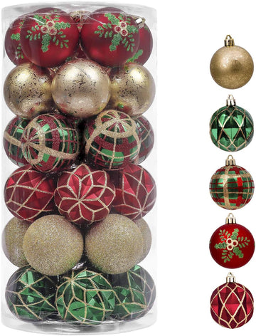 Christmas Tree Decorations Ball Ornaments 2.36 Inches - Set of 30
