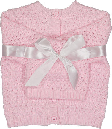 Dove Newborn Tiny Popcorn Knit Cardigan & Beanie Gift Set-A Perfect Baby Sweater & Hat Outfit
