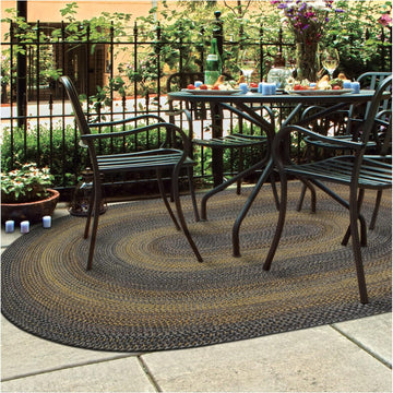 Black Forest Oval Braided Rugs Ideal as Outdoor Area Rug 4x6' | Black Rug for Room and Country Rugs , Soft