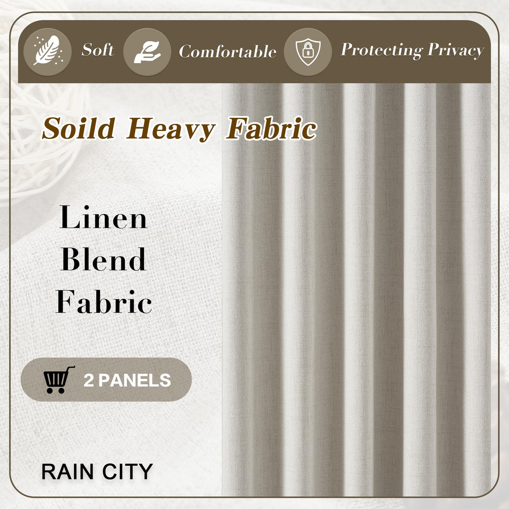 130 Inch Blackout Curtains 2 Panels Set, Natural Birch 50"x130"