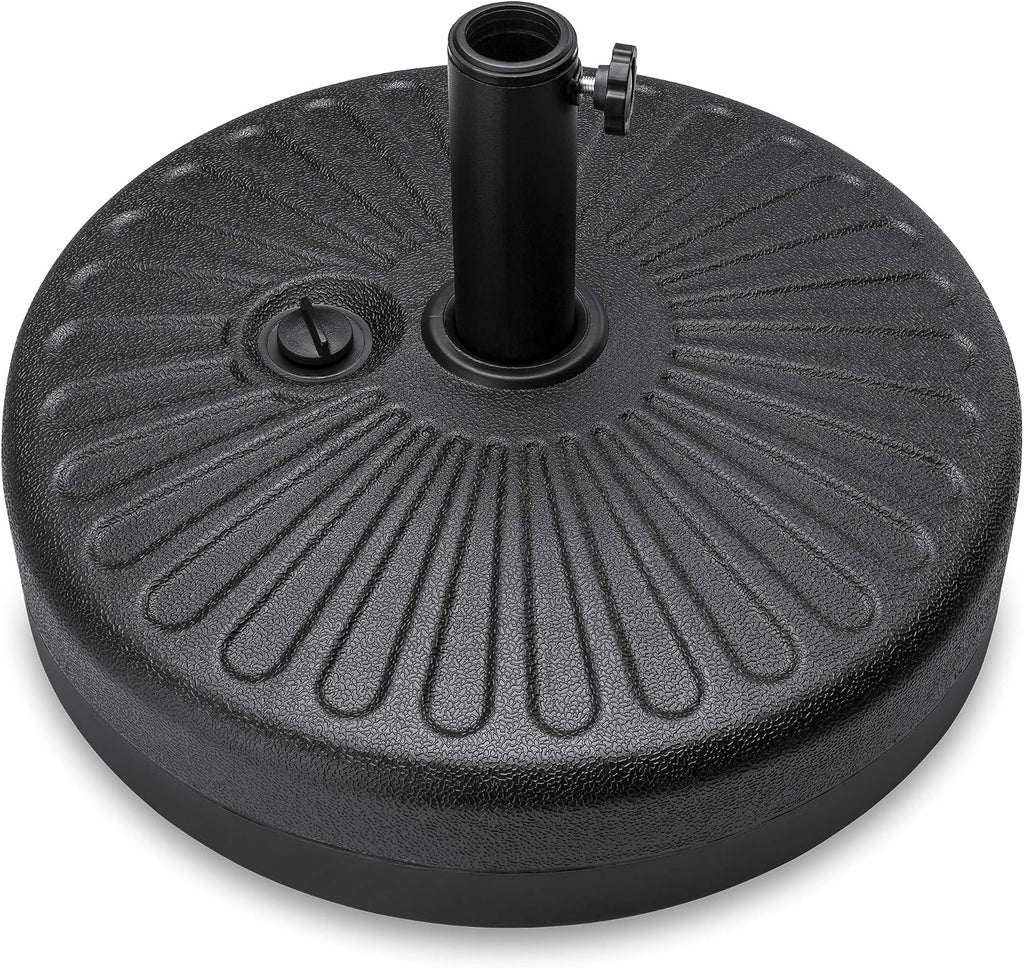 Fillable Umbrella Base Stand Round Sunburst Plastic Patio Umbrella Base Stand, Pole Holder w/ 55lbs Weight Capacity