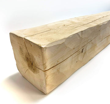 8"x 8"x 84" Hand-Hewn Barn Beam Mantel, Rustic Natural Unfinished Solid Wood Shelf (1 Piece)