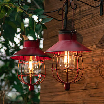 2 Pack Solar Lantern Hanging Waterproof Outdoor Metal Solar Lamp with Warm White Light Decorate for Yard Garden