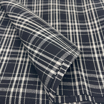 11oz Black Plaid Denim Jacquard, Non-Stretch Original Fabric, Unwashed, Cotton Width 68 in for