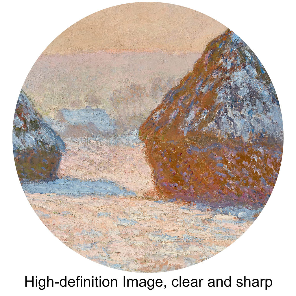 Wheatstacks, Snow Effect, Morning by Claude Monet, Canvas Print