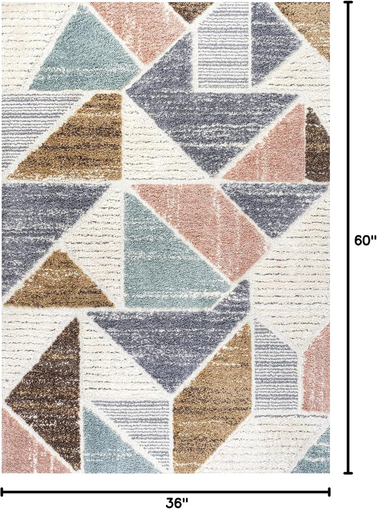 Scandi Colorblock High-Low Area Rug 3X5 Multi, Modern Indoor Rug