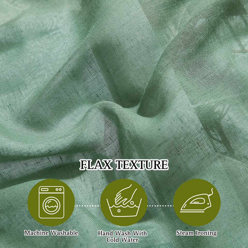 Semi Sheer Short Curtains for Small Window, Eyelet Top Bedroom Curtain Drapes Privacy with Light Filtering Linen