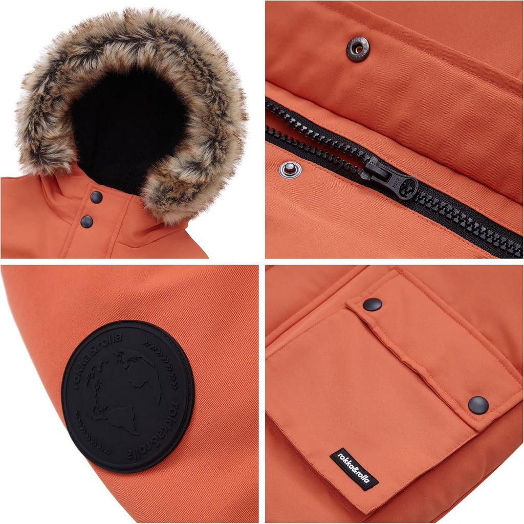 Boys' Warm Parka Jacket Sherpa Fleece Lined Winter Snow Coat