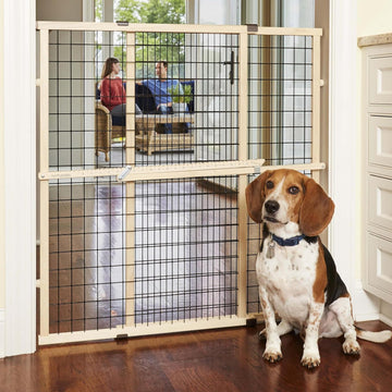 Wire Mesh Dog Gate: 29.5"-40" Wide, Pressure Mounted with No Tools; Expandable, Durable Pet Gates for Doors