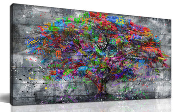 Tree Large Canvas Wall-Art - Graffiti Forest Wall Art - Abstract Modern Home Office Wall Decor Ready to Hang Size 59"