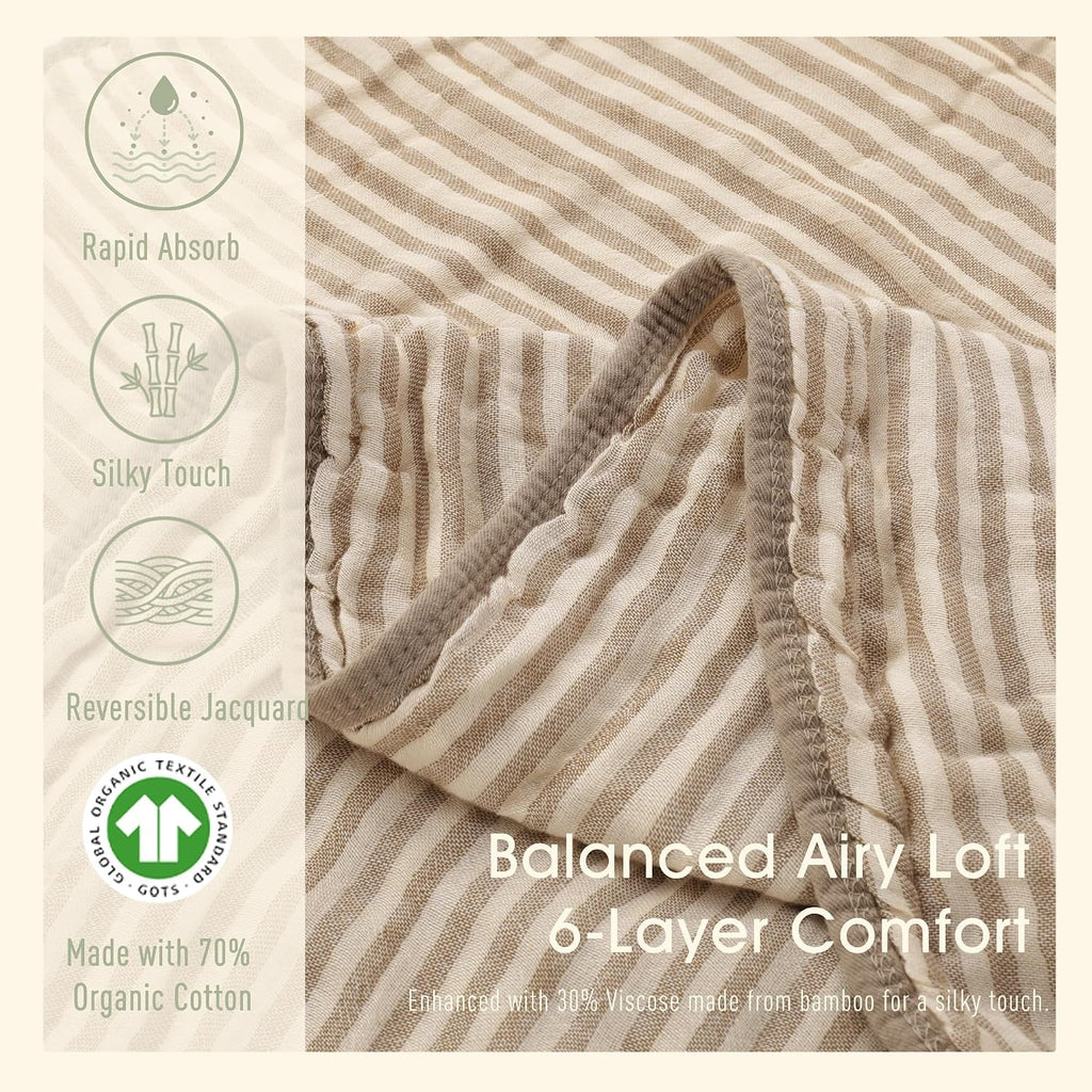 Muslin Baby Bath Towels Set Organic Cotton Blend (Earthy Matcha)