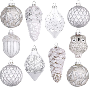 10ct Christmas Glass Ornaments Tree Decorations Set