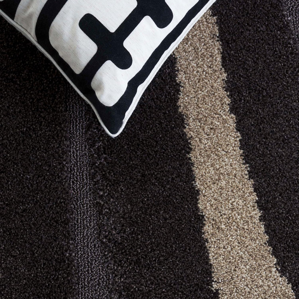 Florida Shag Collection Runner Rug - 2'3" x 7', Dark Brown & Beige, Stripe Design, Non-Shedding & Easy Care, 1.2-inch