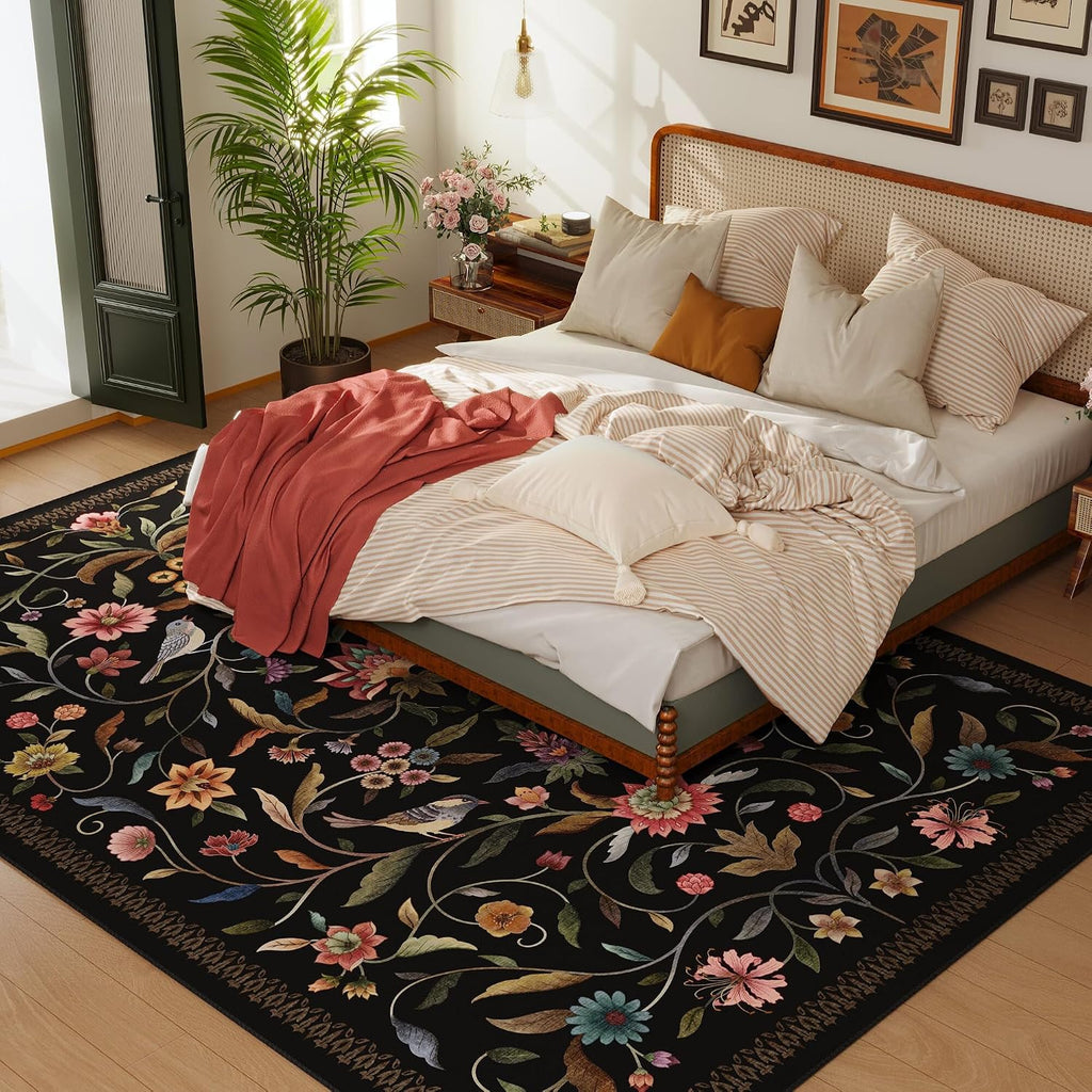Vintage Medallion Floral Area Rugs Clearance, Machine Washable Non-Slip, Low Pile Soft Large Carpet, Farmhouse