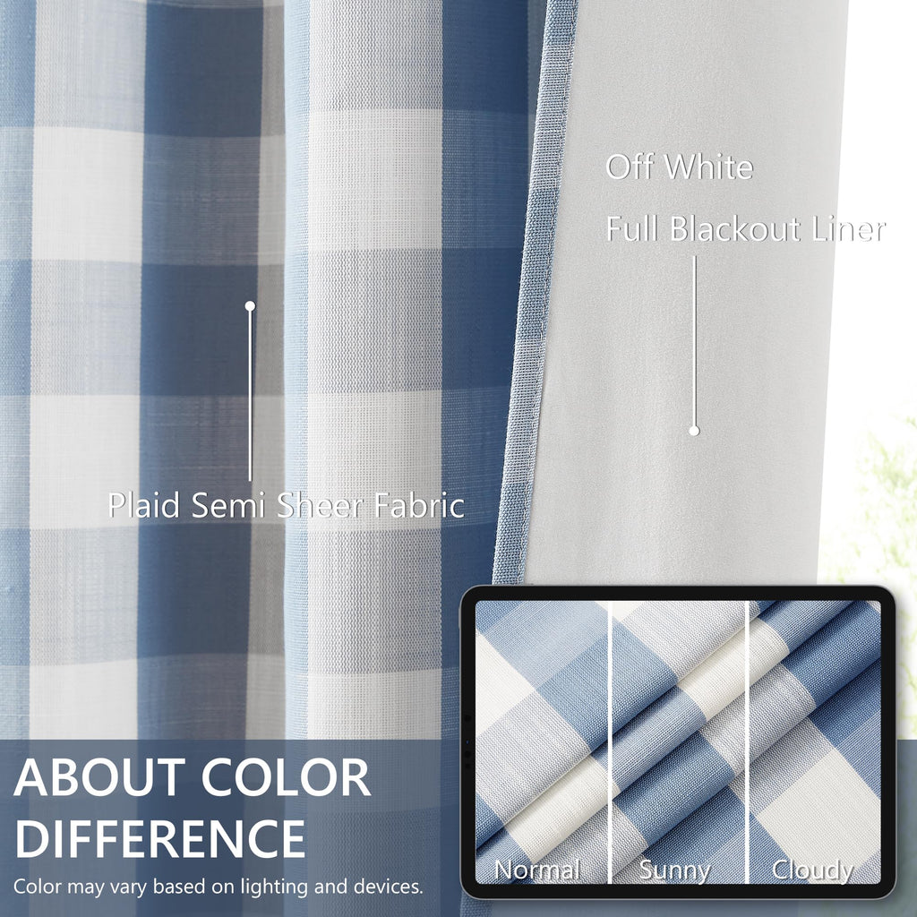 Buffalo Check Plaid Blackout Window Curtains 95 Inches