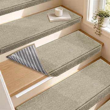 Bullnose Carpet Stair Treads for Wooden Steps 30"x11"+2", Beige