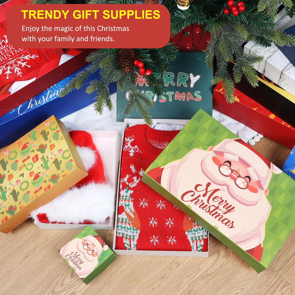 18 Pack Christmas Gift Boxes with Lids, Assorted Sizes for Presents
