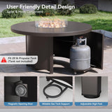 48" Round Propane Fire Pit Table,55000 BTU Auto-Ignitiongas Gas Fire Table with Fire Glass and Lid,Waterproof Cover and Blue Glass Stone for - Image 3