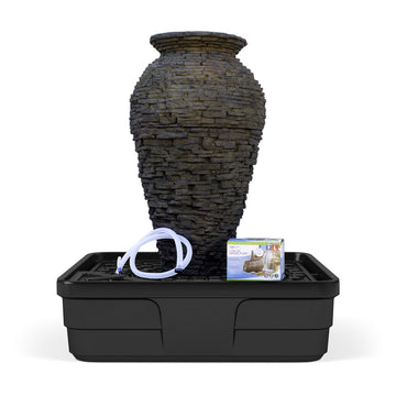 Medium Stacked Slate Urn Water Fountain Kit for Landscape and Garden | 58090