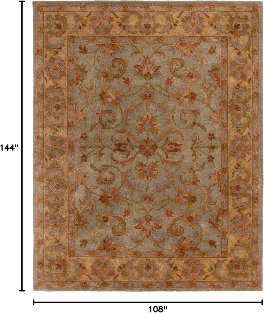 Heritage Area Rug - 9' x 12', Green & Gold, Handmade Traditional Oriental Wool