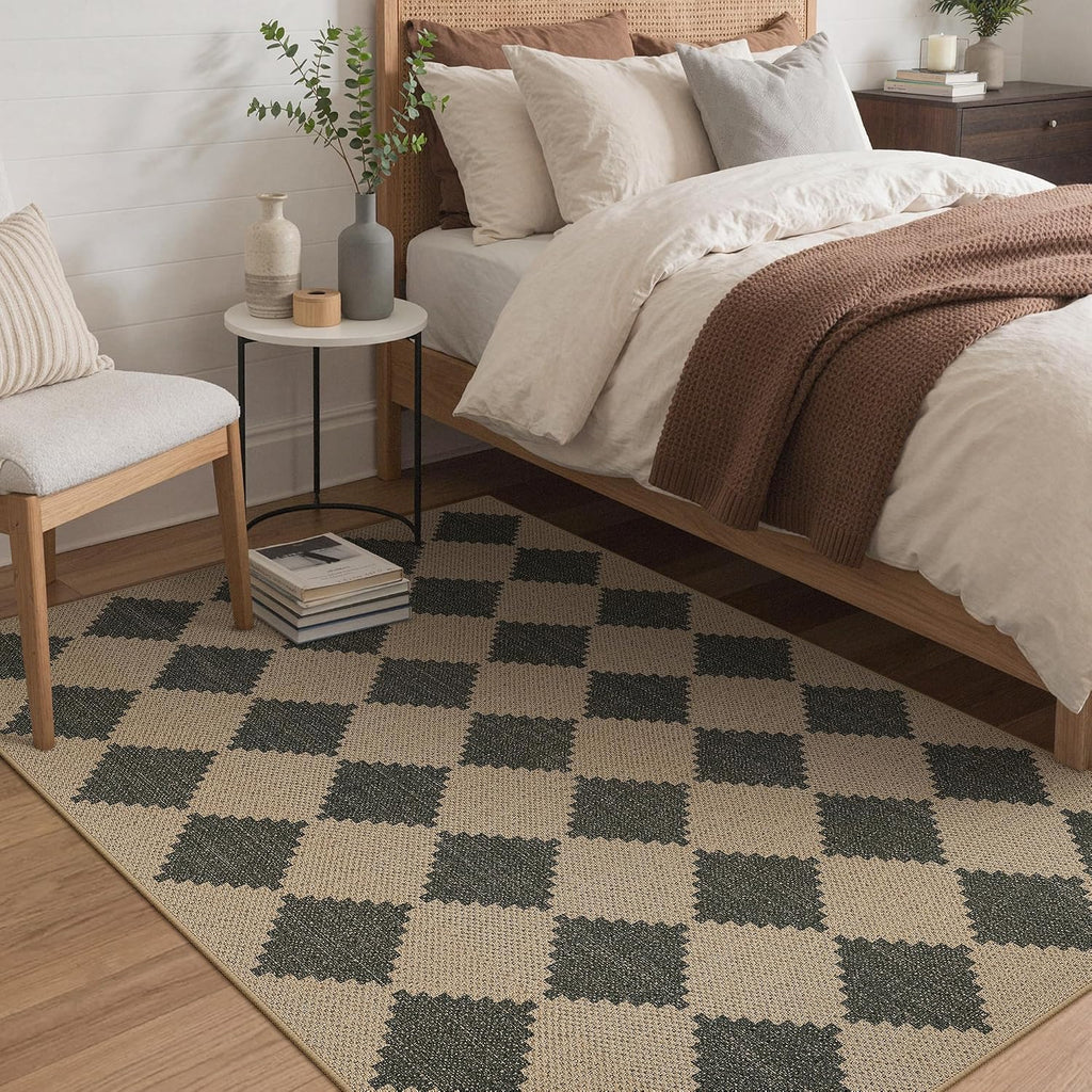 Area Rugs, Washable Outdoor Checkered Non Slip