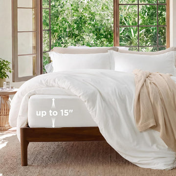 Prewashed Duvet Cover King, Cotton-Like Soft Bedding Set, White