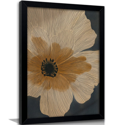 Modern Abstract Botanical Wall Art Minimal Mid Century Floral Art Print Beige Orange Line Flower Painting Picture