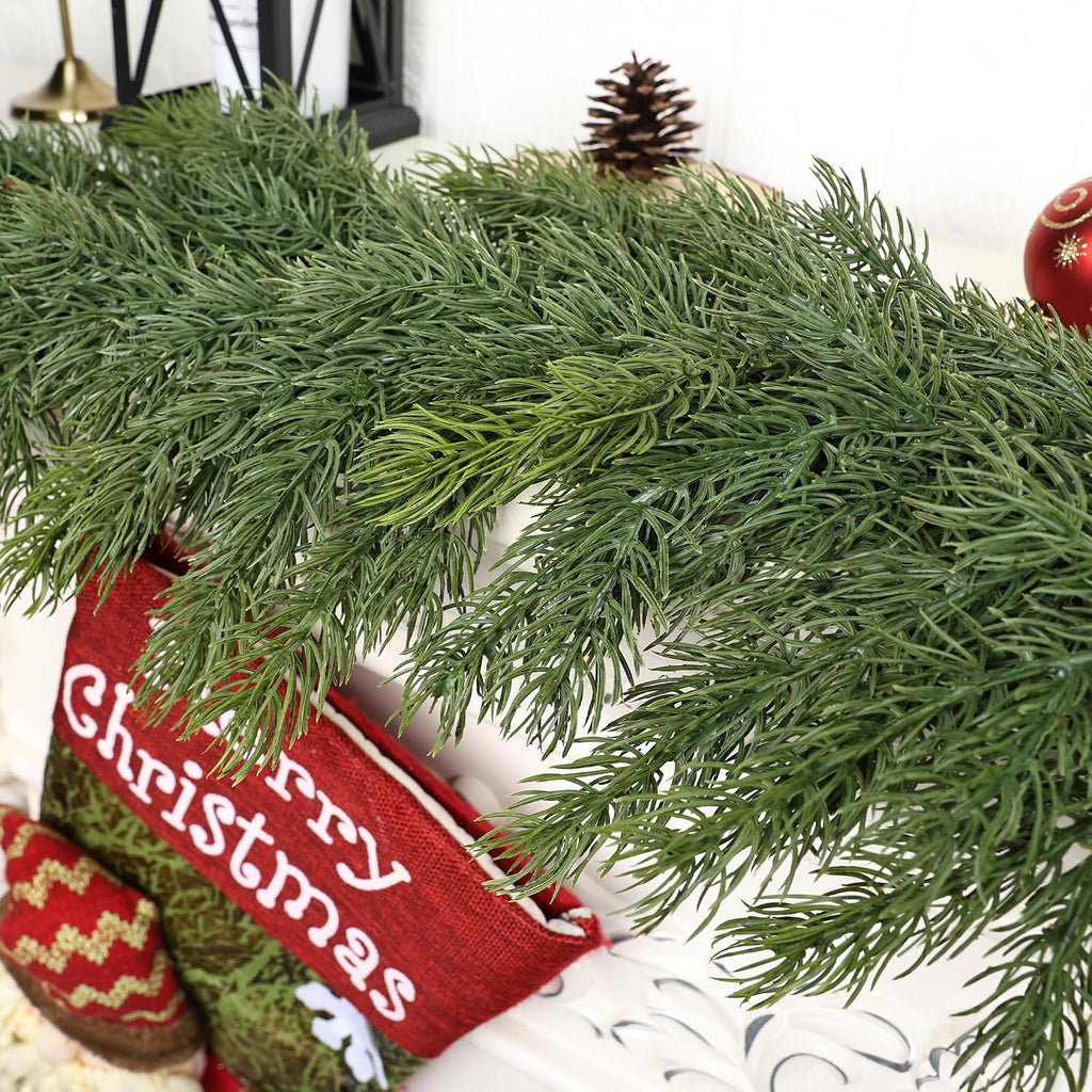 6 Ft Realistic Christmas Cedar Garland, Thick Faux Green Garland
