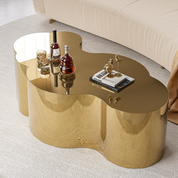 Gold Stainless Coffee Table, Modern Large Cloud Fashion Design