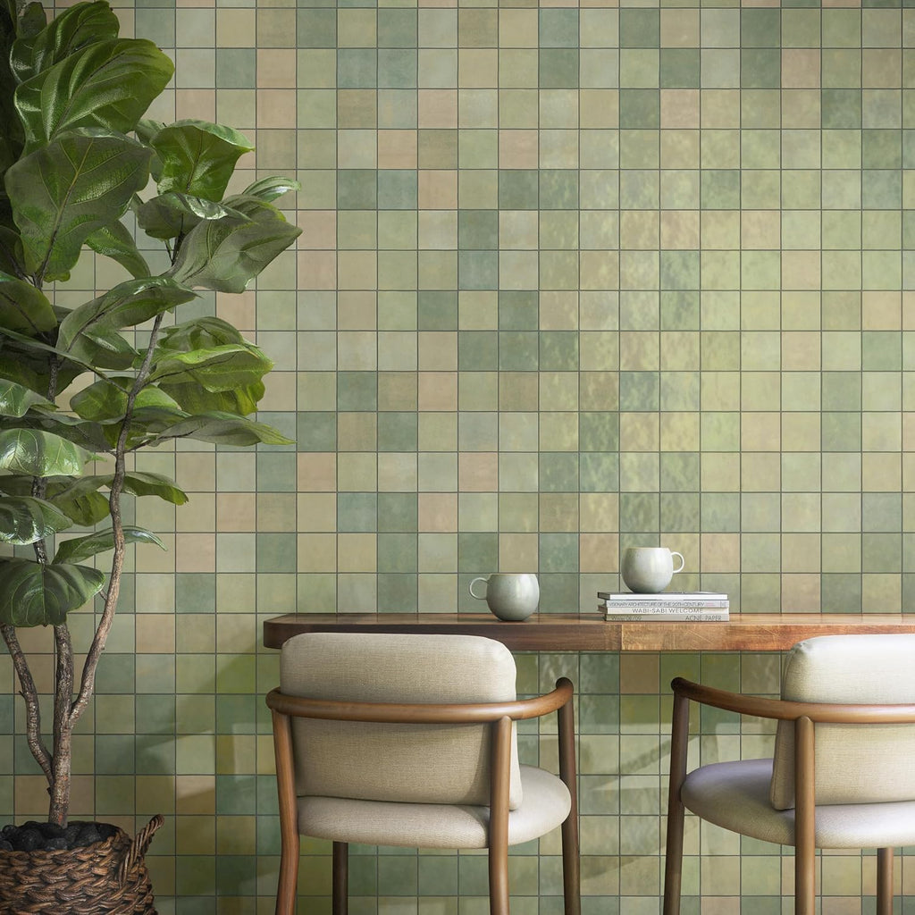 Zellige 4" x 4" Ceramic Wall Tile in Glossy Salvia (7.98 SQFT per Carton) (76 PC per Carton)