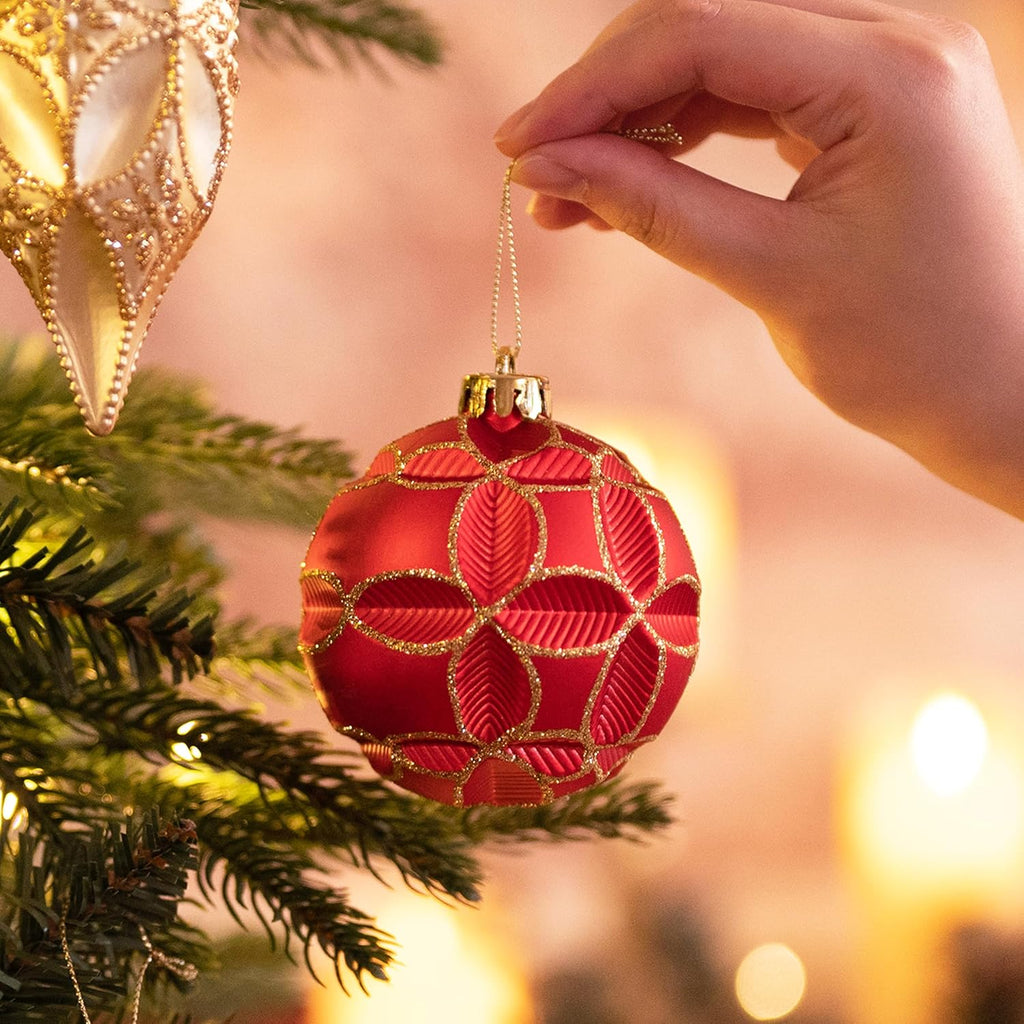 Christmas Tree Decorations Set, 40ct Red and Gold Shatterproof Christmas Ball Ornaments Bulk, Luxury Hanging