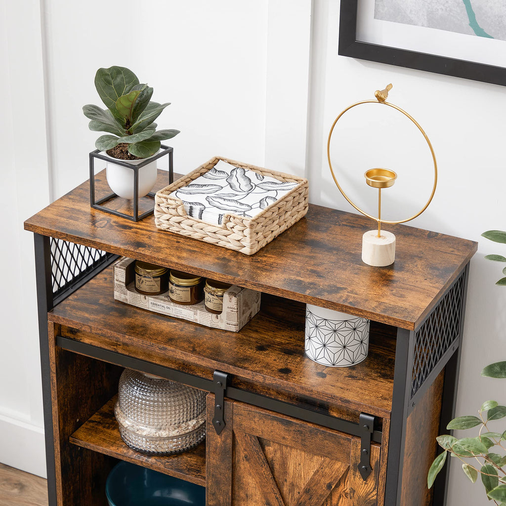 Buffet Cabinet, Coffee Bar with 1 Sliding Barn Door