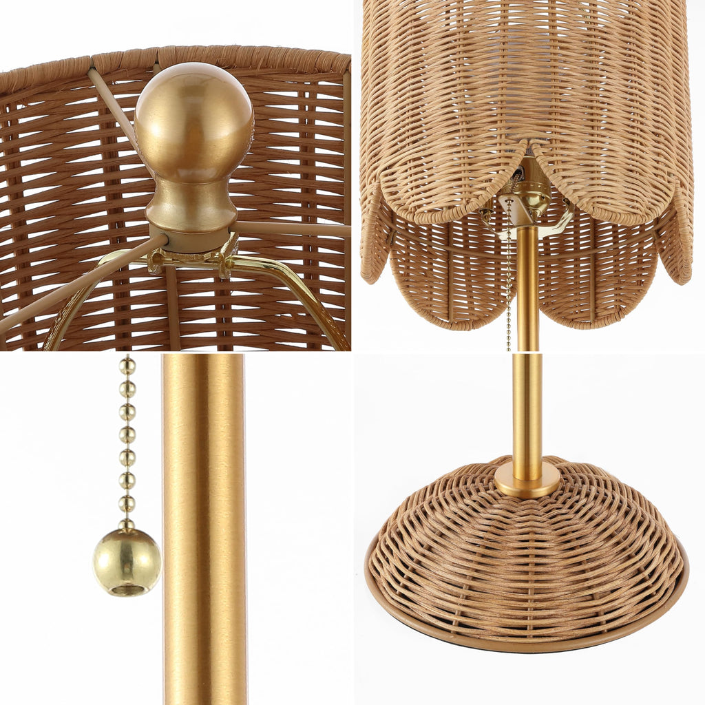Celerie 27.5" Rattan Buffet Lamp, Natural/Brass Gold, Set of 2