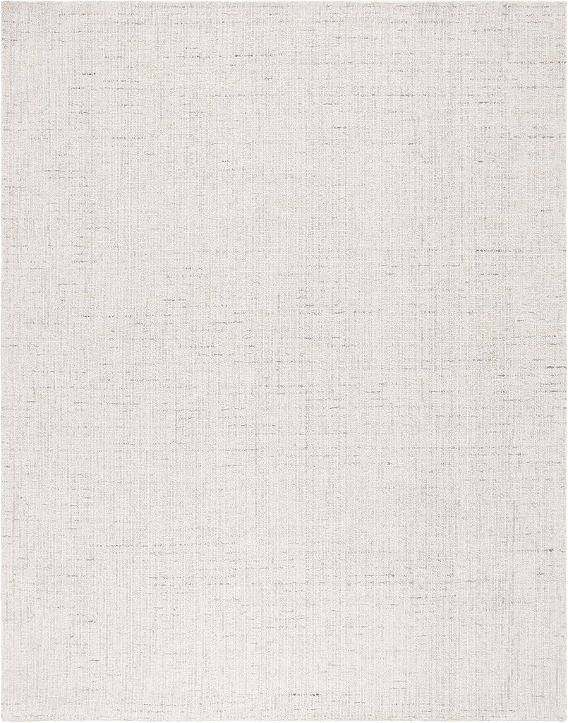 Abstract Area Rug - 10' x 14', Ivory & Light Grey, Handmade Wool