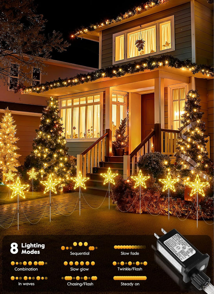 Pathway Lights Outdoor Christmas Decorations, Set of 10 Large Waterproof Stake Decorative Light for Outside Sidewalk