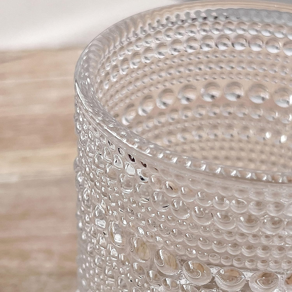 Beaded Drinking Glasses Set of 6, 10 oz Retro Vintage Glassware - Boho Cocktail Water Juice Glasses, Hostess or