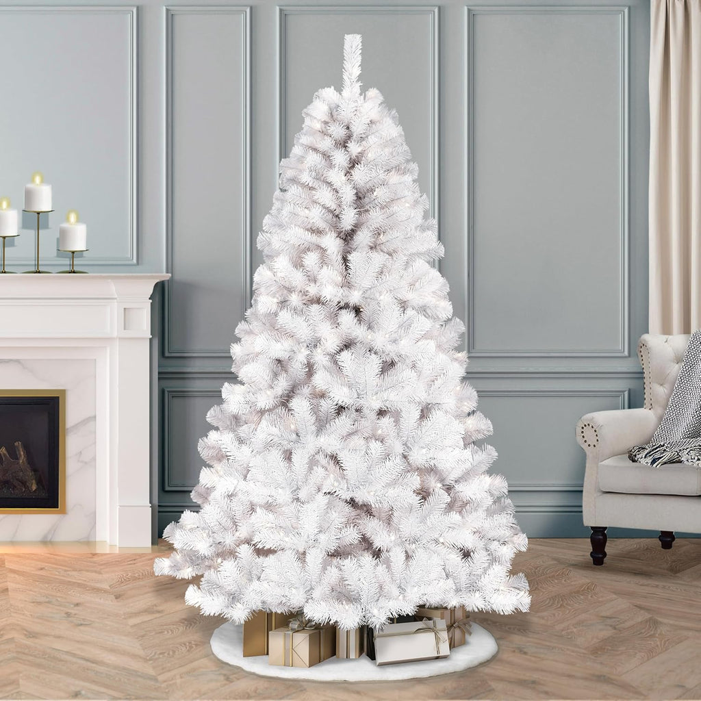 7.5 Foot Pre-Lit Northern Fir White Artificial Christmas Tree with 500 UL Clear Lights