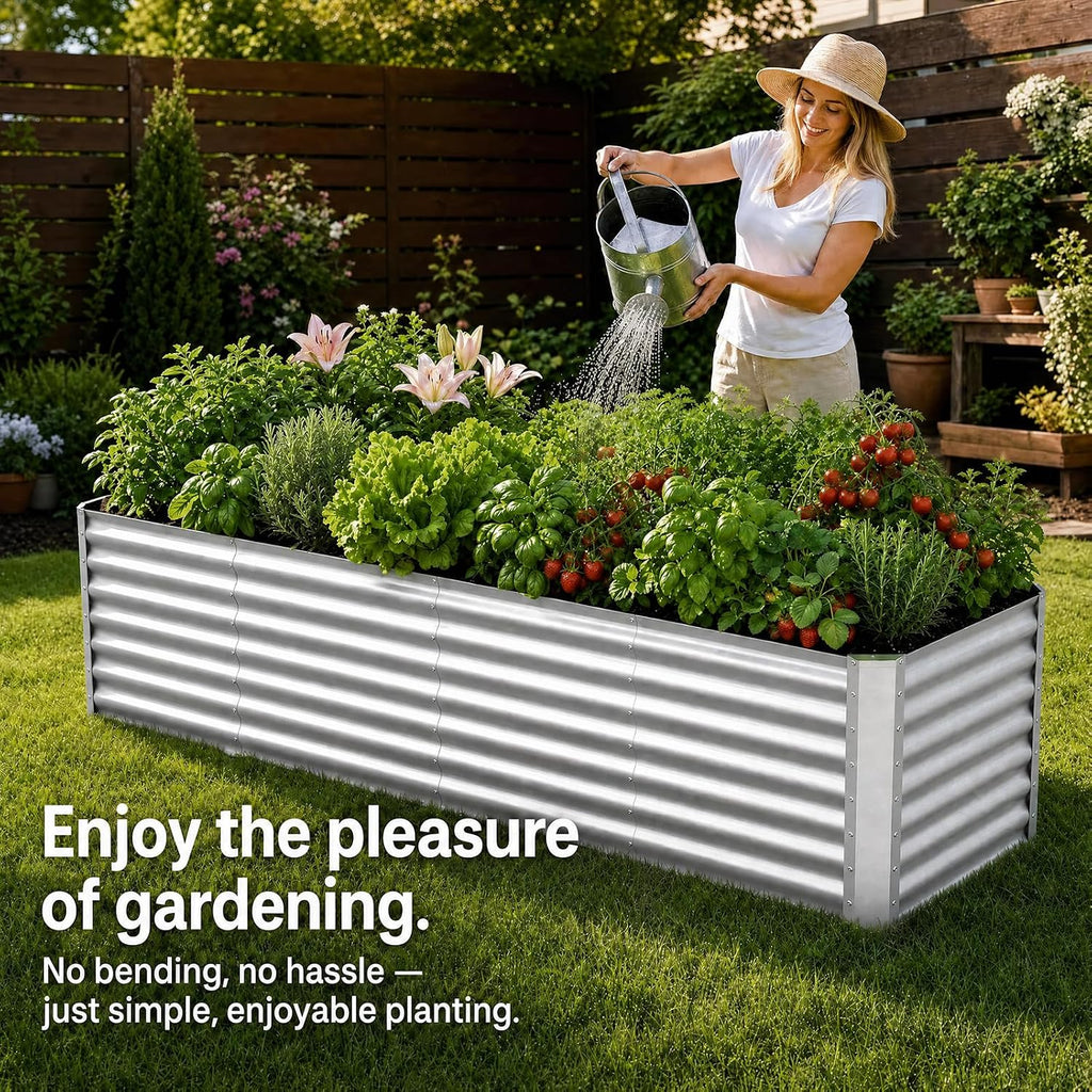 8x2x2FT Galvanized Raised Garden Beds Outdoor,Planter Raised Beds for Gardening, Vegetables, Flowers,Large Metal