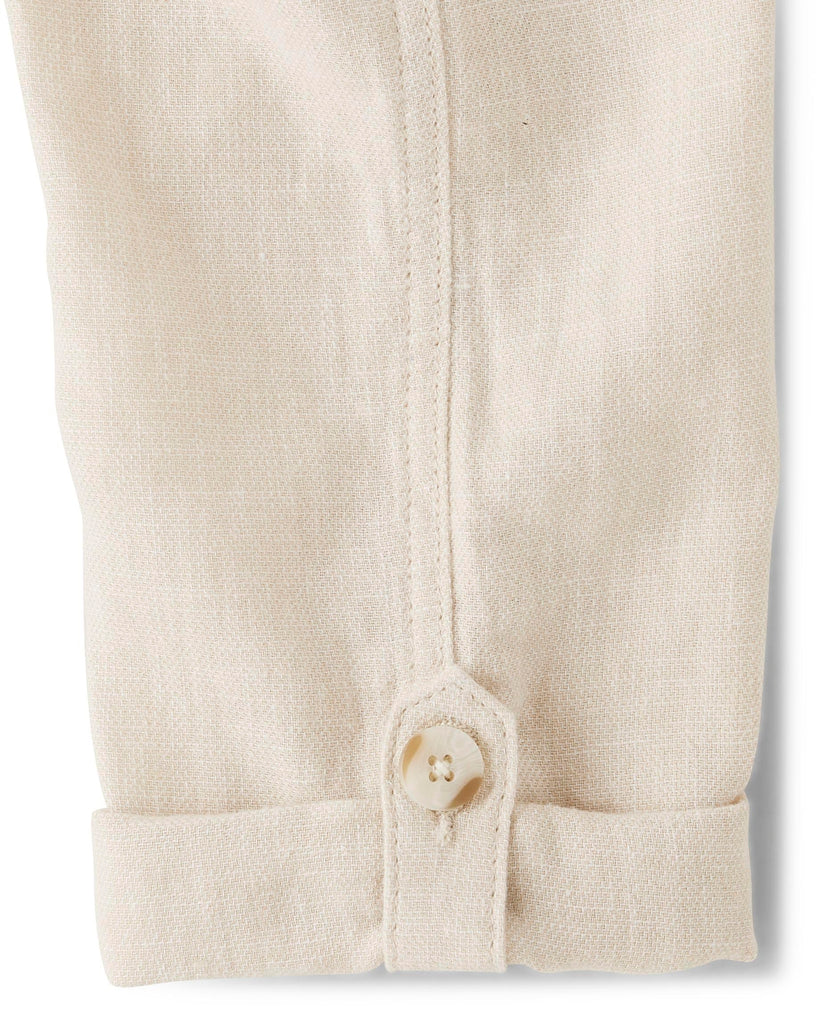 And Toddler Drawstring Linen Pants,Bisquit