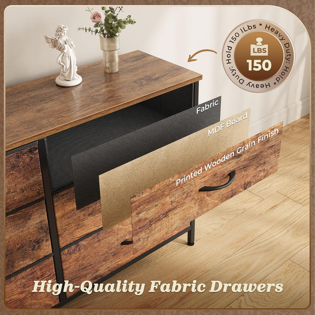 70 Inch Dresser , TV Stand for 65, 75, 80 Inch TV, 13 Fabric Drawer Long Dresser, Large Entertainment Center , Wide