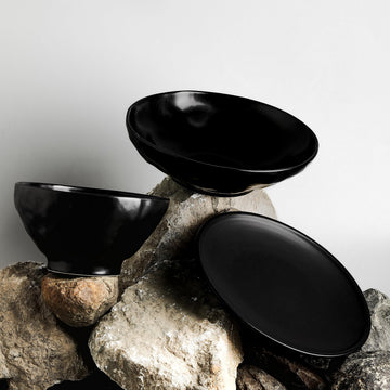 32-Piece Dinnerware Set Stoneware, Black