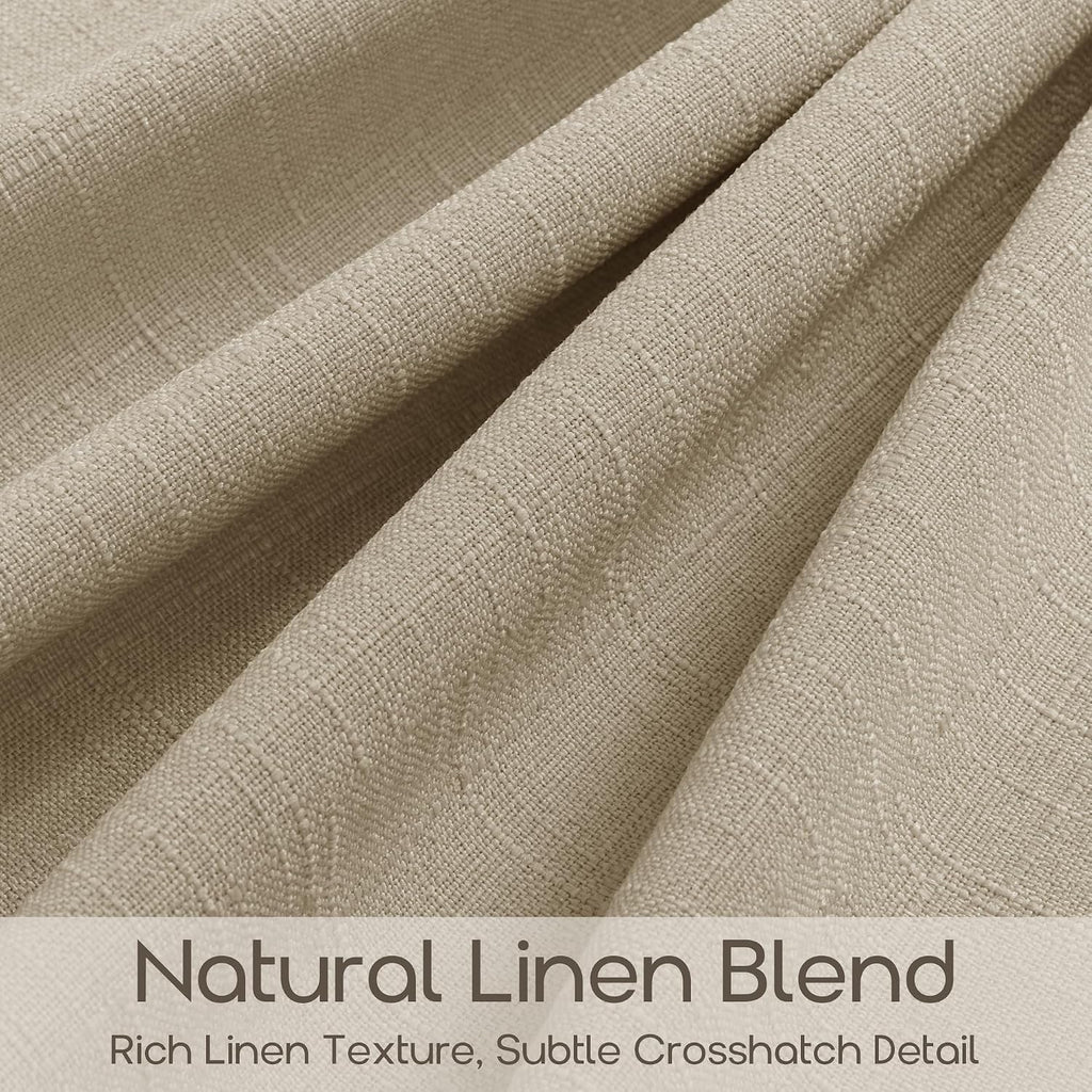 Pinch Pleat Linen Blend Light Filter Sheer Oatmeal Curtains 96 Inches Long
