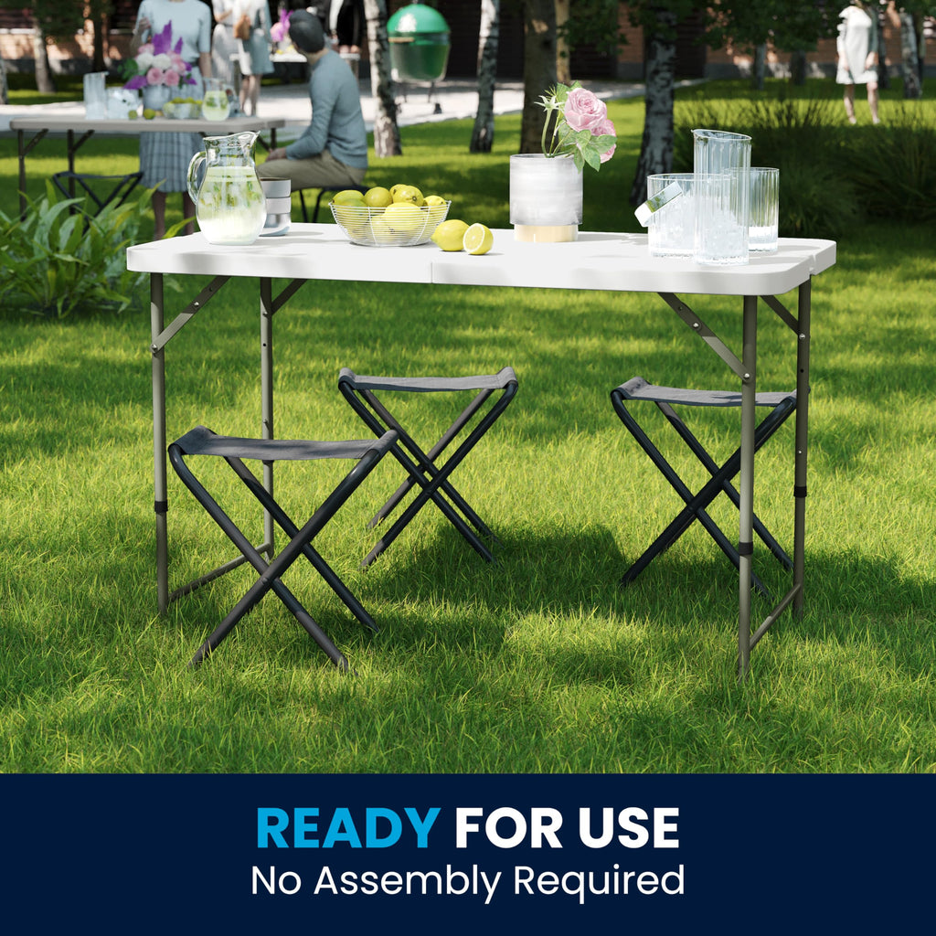 4-Foot Bi-Fold Granite White Plastic Folding Table