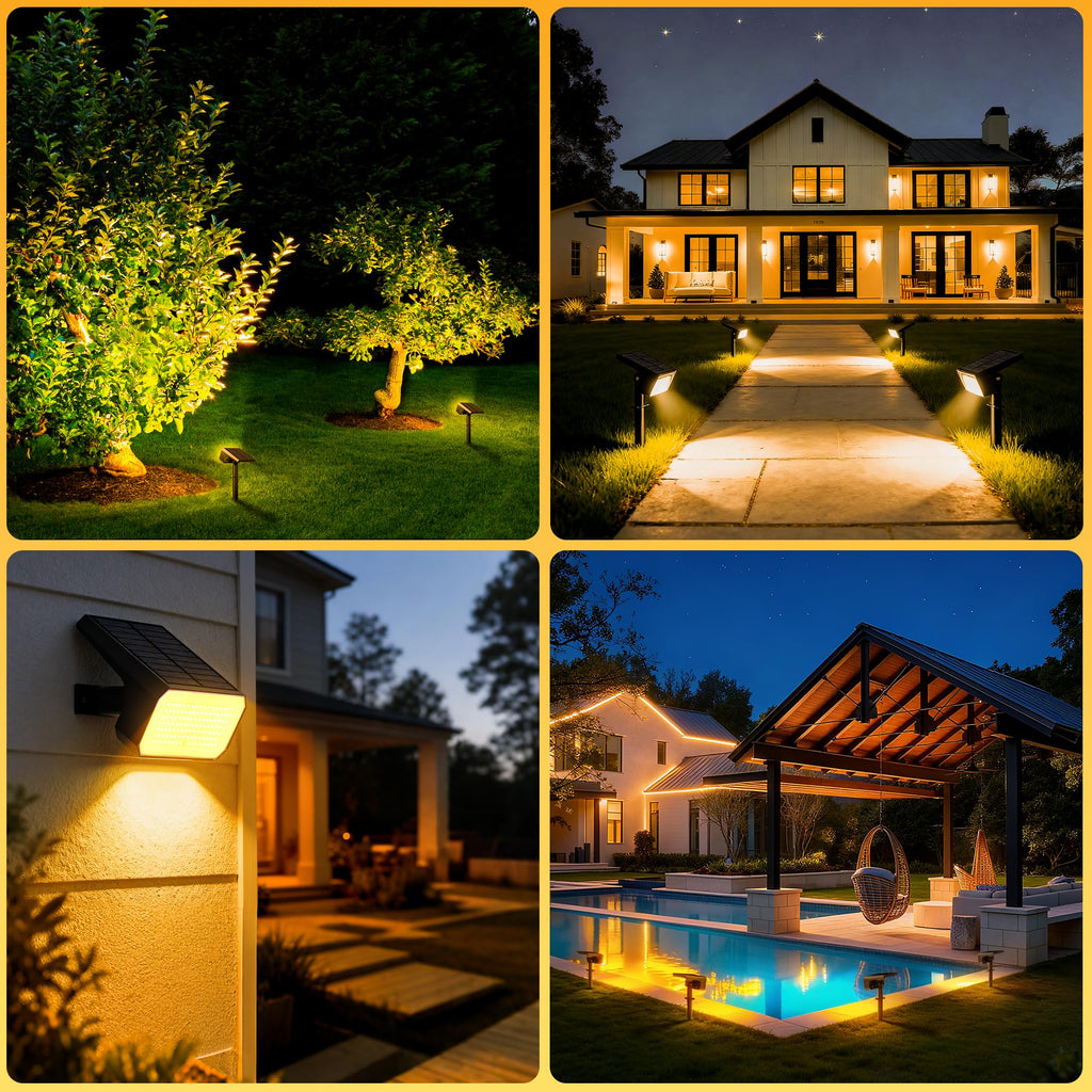 Solar Spot Lights Outdoor Waterproof, 10 Pack, 118 LED Warm White