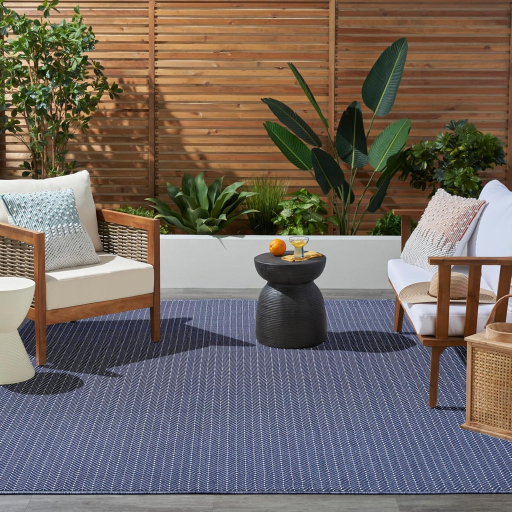 Home Horizon Indoor/Outdoor Navy 8' x 10' Area Rug - Easy Clean, Non Shedding, Bed Room, Living Room