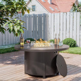 48" Round Propane Fire Pit Table,55000 BTU Auto-Ignitiongas Gas Fire Table with Fire Glass and Lid,Waterproof Cover and Blue Glass Stone for - Image 7