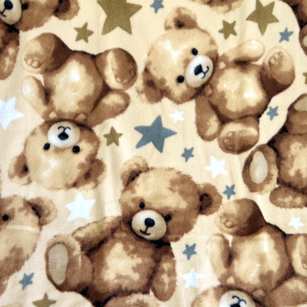 Teddy Bear Stars Anti-Pill Premium Fleece Fabric By The Yard