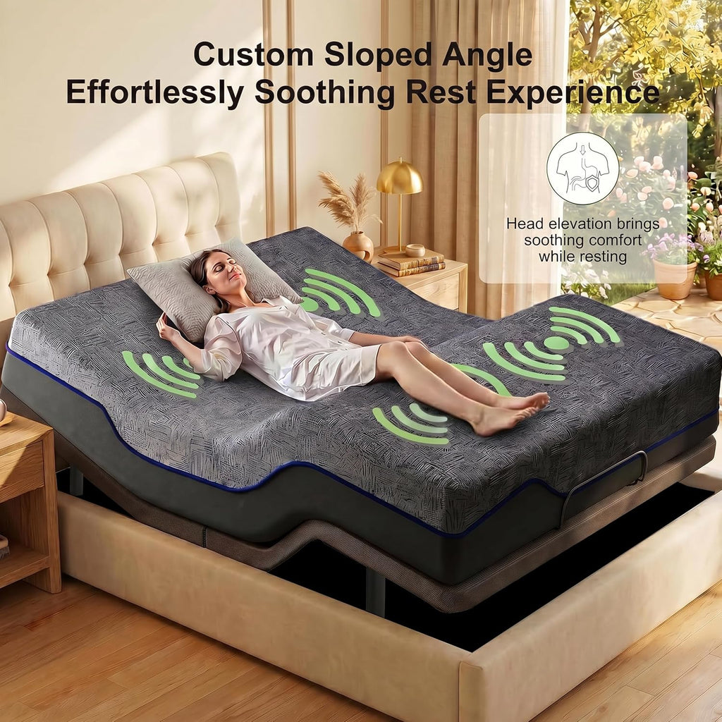 Adjustable Bed Frame Queen Electric Adjustable Bed Base with Remote&Zero Gravity Position Bed,Adjustable Base LED