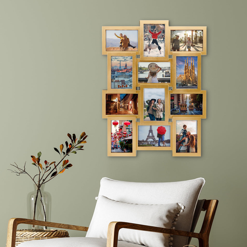 12 Opening 23.5x18 Gold Collage Picture Frame for Wall