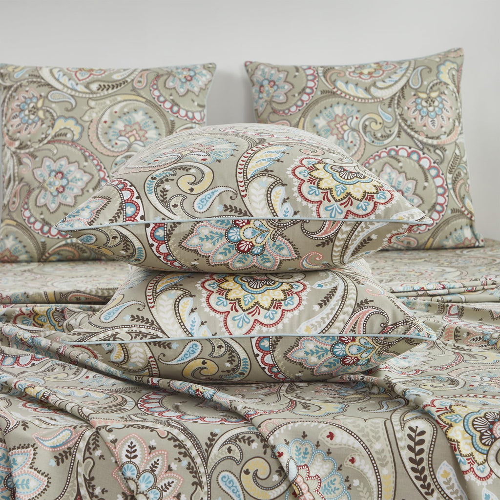 Paisley Sheets Set Twin XL Boho Paisley College Bedding Luxurious Bohemian Damask Dorm Bedding 100% Egyptian Cotton